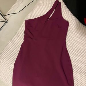 Likely One-Shoulder Purple Midi Dress